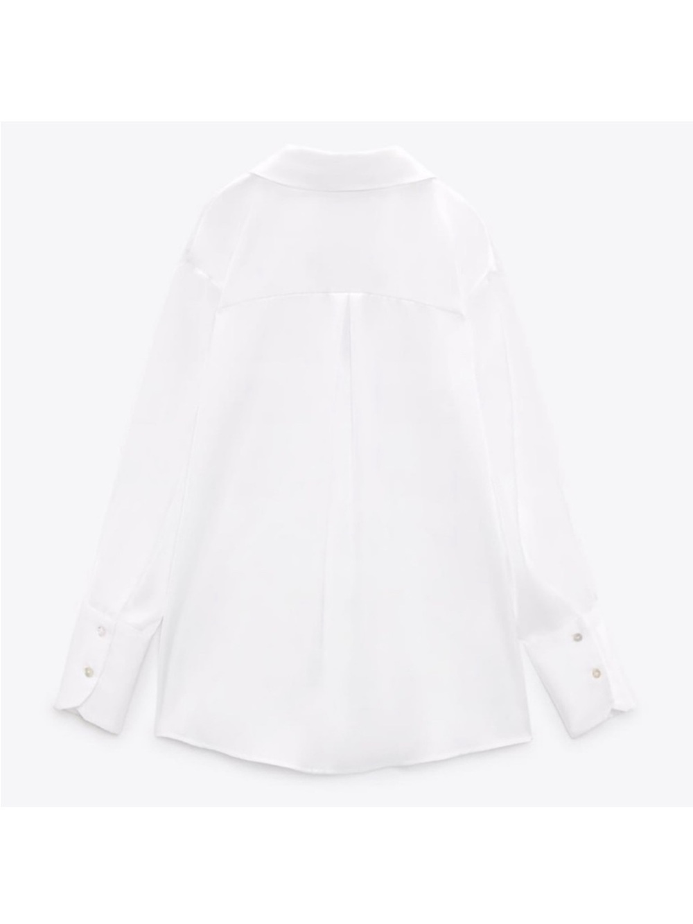 Zara White Satin Effect Button Up Shirt M Medium Long Sleeve Collared Blouse - Picture 5 of 12